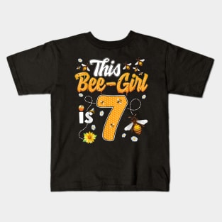 7Th Birthday Girl Bee Theme 7 Years Old Matching Party Kids T-Shirt